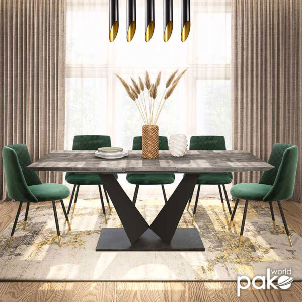 Τραπέζι Gordon επεκτεινόμενο γκρι cement- πόδι μαύρο μέταλλο 160-200x90x75εκ