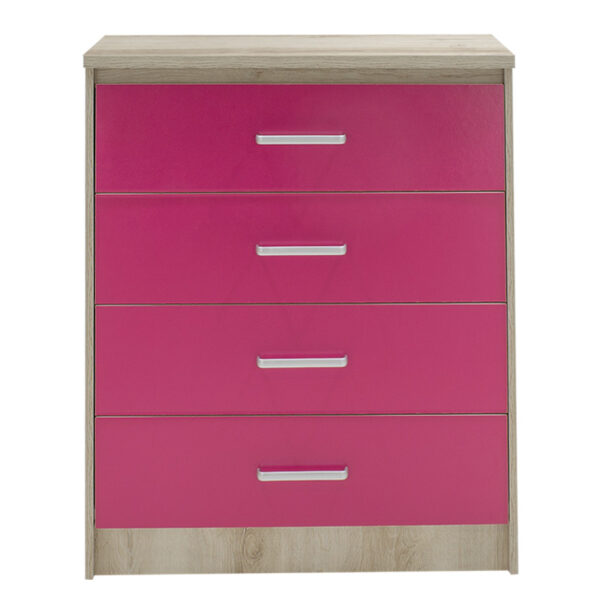 Συρταριέρα παιδική Looney  με 4 συρτάρια χρώμα castillo-ροζ 80x40x95εκ