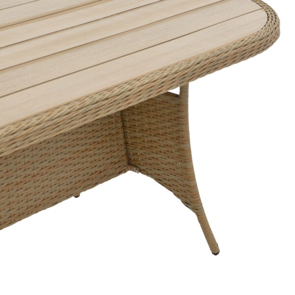 Tραπεζαρία Hadrian-Keir σετ 7τεμ καφέ rattan-μπεζ textilene-καφέ αλουμίνιο 180x90x72εκ
