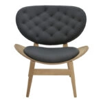 Πολυθρόνα relax Udalle  μασίφ ξύλο καρυδί-PU μάυρο 77x70x82εκ