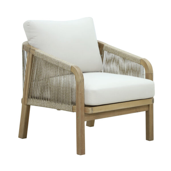 Σετ σαλονιού 4τμχ Malibu I μασίφ ξύλο ακακίας-μπεζ ύφασμα