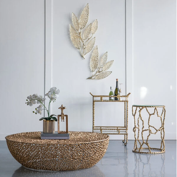 Aphelios Τραπέζι Σαλονιού Αλουμίνιο Χρυσό (114x112x31)cm