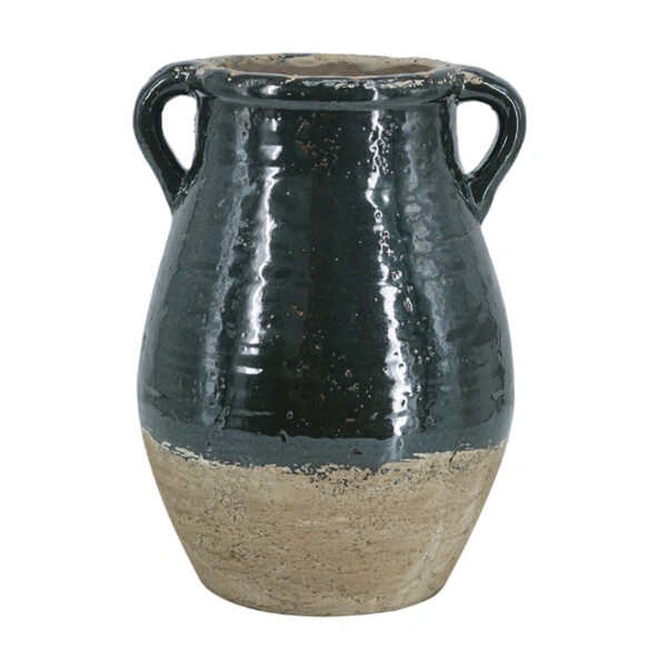 Artekko Antique Πράσινο Βάζο από Τερακότα (24.5x24.5x33)cm