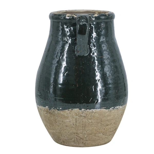 Artekko Antique Πράσινο Βάζο από Τερακότα (24.5x24.5x33)cm