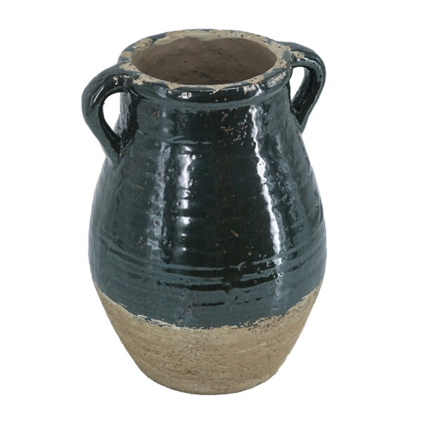 Artekko Antique Πράσινο Βάζο από Τερακότα (24.5x24.5x33)cm