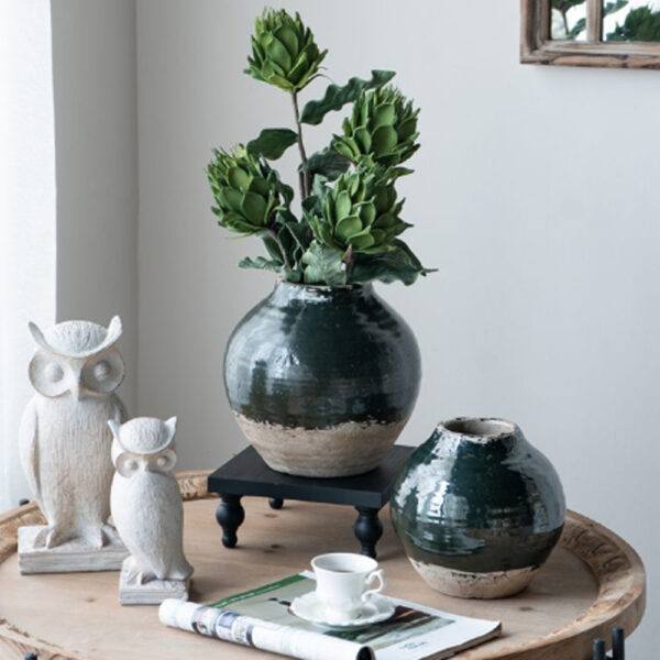 Artekko Antique Πράσινο Βάζο από Τερακότα (25x25x24)cm