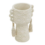 Artekko Antique Μπεζ Τσιμεντένιο Δοχείο με Φούντες (17.6x12.5x24)cm