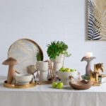 Artekko Antique Μπεζ Τσιμεντένιο Δοχείο με Φούντες (17.6x12.5x24)cm