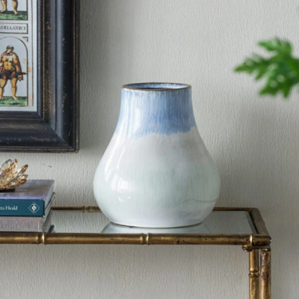 Artekko Silk Διακοσμητικό Κεραμικό Βάζο σε Μπεζ και Μπλε Αποχρώσεις (23x23x25.5)cm