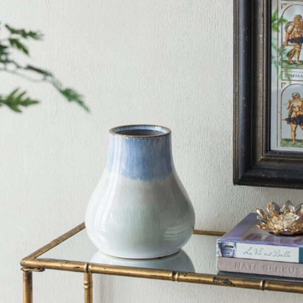 Artekko Silk Διακοσμητικό Κεραμικό Βάζο σε Μπεζ και Μπλε Αποχρώσεις (23x23x25.5)cm