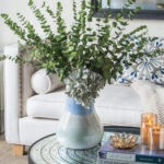 Artekko Silk Διακοσμητικό Κεραμικό Βάζο σε Μπεζ και Μπλε Αποχρώσεις (23x23x25.5)cm