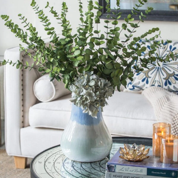 Artekko Silk Διακοσμητικό Κεραμικό Βάζο σε Μπεζ και Μπλε Αποχρώσεις (23x23x25.5)cm