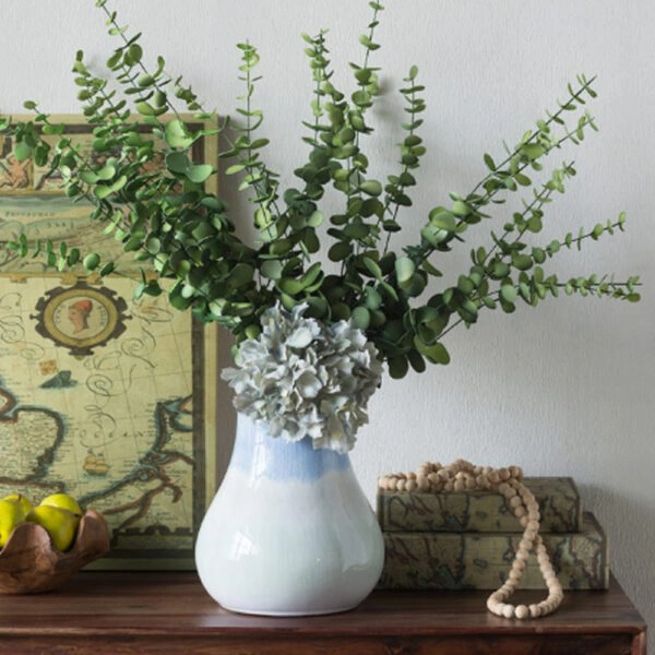 Artekko Silk Διακοσμητικό Κεραμικό Βάζο σε Μπεζ και Μπλε Αποχρώσεις (23x23x25.5)cm