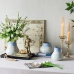 Artekko Silk Διακοσμητικό Κεραμικό Βάζο σε Μπεζ και Μπλε Αποχρώσεις (23x23x25.5)cm