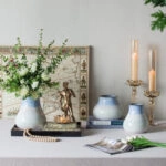 Artekko Silk Διακοσμητικό Κεραμικό Βάζο σε Μπεζ και Μπλε Αποχρώσεις (23x23x25.5)cm