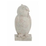 Artekko Owl Διακοσμητική Κουκουβάγια Ρητίνης σε Λευκή Πατίνα (10.5x9.5x20)cm