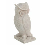Artekko Owl Διακοσμητική Κουκουβάγια Ρητίνης σε Λευκή Πατίνα (10.5x9.5x20)cm