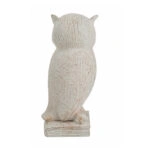 Artekko Owl Διακοσμητική Κουκουβάγια Ρητίνης σε Λευκή Πατίνα (10.5x9.5x20)cm