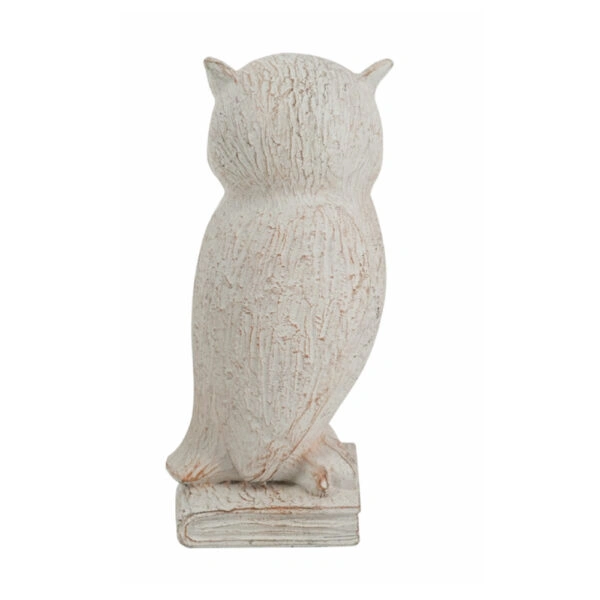 Artekko Owl Διακοσμητική Κουκουβάγια Ρητίνης σε Λευκή Πατίνα (10.5x9.5x20)cm