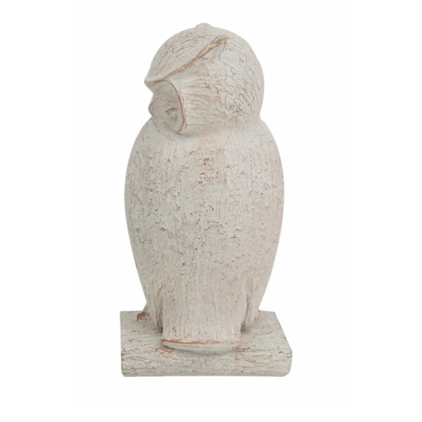 Artekko Owl Διακοσμητική Κουκουβάγια Ρητίνης σε Λευκή Πατίνα (10.5x9.5x20)cm
