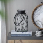 Clear Βάζο Διάφανο Γυάλινο με Μεταλλικό Πλέγμα