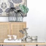 Clear Βάζο Διάφανο Γυάλινο με Μεταλλικό Πλέγμα