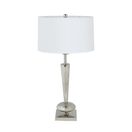 Finix Φωτιστικό Επιτραπέζιο Μέταλλο/Ύφασμα Ασημί (41x41x76)cm