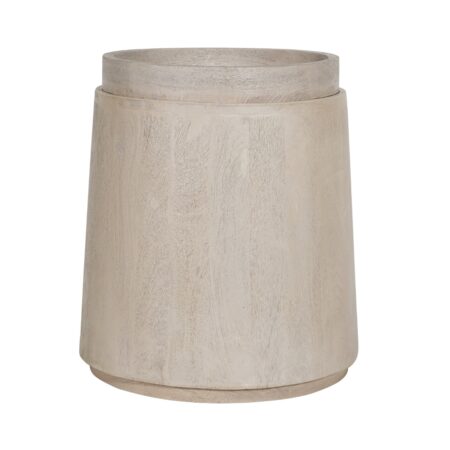 Artekko Woody Βοηθητικό Τραπέζι με Δίσκο από Ξύλο Mango Μπεζ (41x41x46)cm Σετ/2