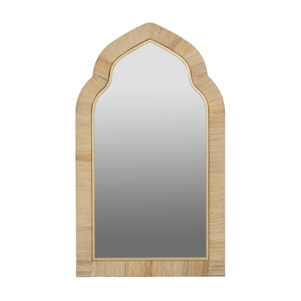 Bohemian Καθρέφτης Τοίχου με Ρατάν MDF/Γυαλί Φυσικό (57x3x97)cm