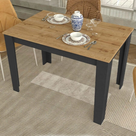 Τραπέζι Darlen χρώμα ανθρακί - sapphire oak 110x72x74εκ.
