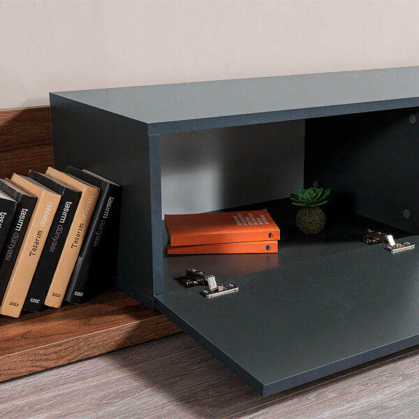 Έπιπλο τηλεόρασης Enstey χρώμα καρυδί - ανθρακί 260x41,8x33,5εκ.