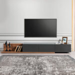 Έπιπλο τηλεόρασης Enstey χρώμα καρυδί - ανθρακί 260x41,8x33,5εκ.