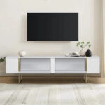 Έπιπλο τηλεόρασης Luxe  χρώμα λευκό - χρυσό 180x30x50εκ.