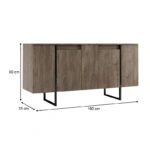 Μπουφές Luxe  χρώμα καρυδί 160x35x80εκ.