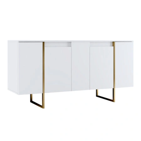 Μπουφές Luxe χρώμα λευκό - χρυσό 160x35x80εκ.