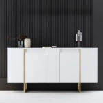 Μπουφές Luxe χρώμα λευκό - χρυσό 160x35x80εκ.