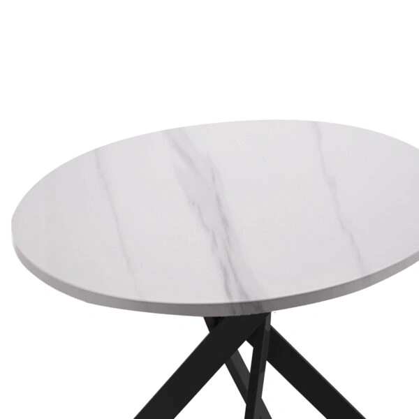 Τραπέζι Dammero  mdf σε cream απόχρωση με πόδι μαύρο μέταλλο Φ100x75εκ