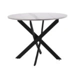 Τραπέζι Dammero  mdf σε cream απόχρωση με πόδι μαύρο μέταλλο Φ100x75εκ