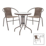 Tραπεζαρία Obbi-Watson σετ 3τεμ καφέ μέταλλο-pe Φ60x70εκ