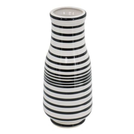 Artekko Zebra Κεραμικό Βάζο Ριγέ σε Λευκό και Μαύρο (17.7x17.7x45.7)cm