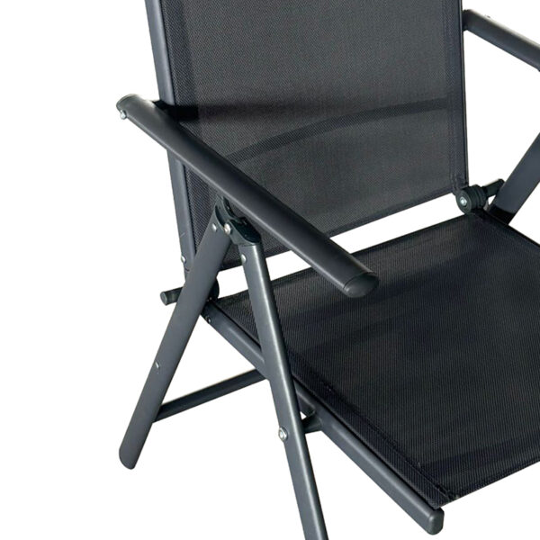 Πολυθρόνα Candor ανθρακί μέταλλο και γκρι textilene 51.5x63.5x107εκ