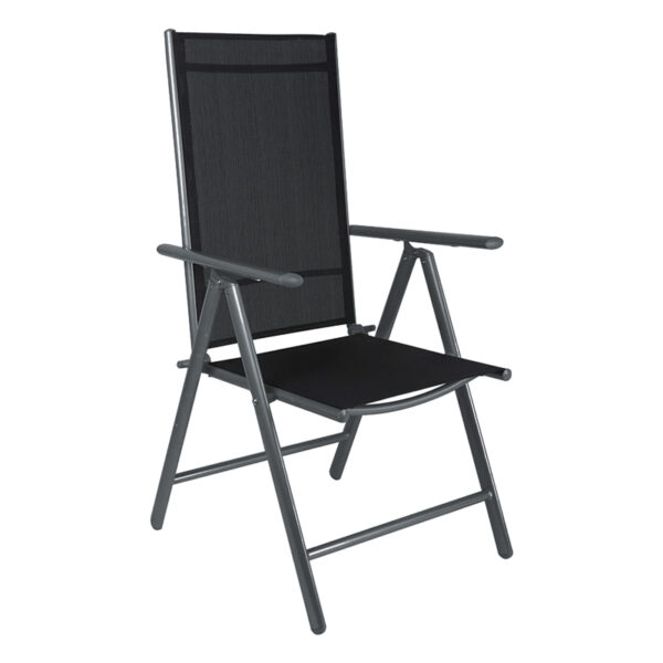 Πολυθρόνα Candor ανθρακί μέταλλο και γκρι textilene 51.5x63.5x107εκ