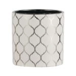 Artekko Silver Κεραμικό Κασπώ σε Λευκό με Ασημί (12x12x12)cm