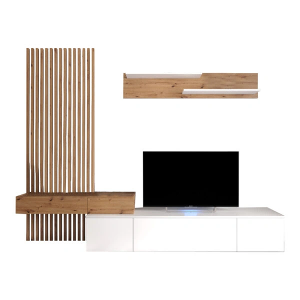 Σύνθετο σαλονιού Litende  sonoma-λευκό μελαμίνης 210x42x199.5εκ