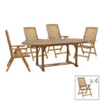 Τραπεζαρία Zerco-Sopho I  σετ 5τεμ φυσικό μασίφ ξύλο ακακίας 200/150x100x75εκ