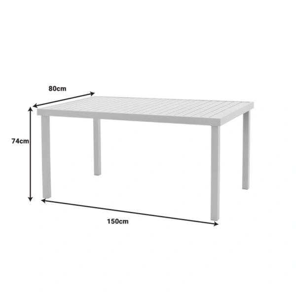 Τραπέζι Kliton  αλουμινίου λευκό 150x80x74εκ