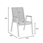 Τραπεζαρία Azelie-Kliton σετ 7τεμ ανθρακί ύφασμα-ανθρακί αλουμίνιο 150x80x74εκ