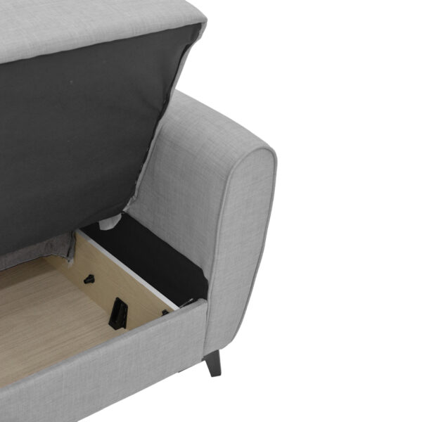 Καναπές-κρεβάτι με αποθηκευτικό χώρο τριθέσιος Lincoln γκρι-μπεζ ύφασμα 225x75x85εκ