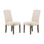 Dagy Καρέκλα Ξύλο Ύφασμα Μπεζ Καφέ (61x51x100)cm Σετ/2