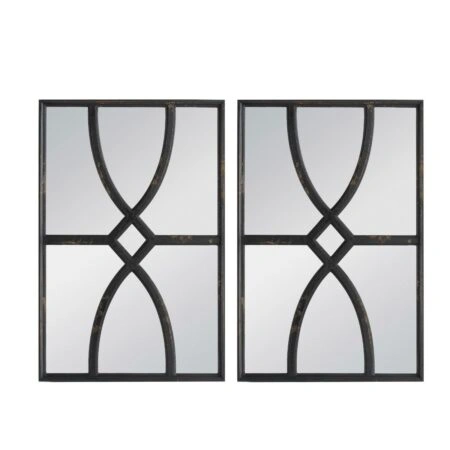 Artekko Mirror Μαύροι Ξύλινοι Καθρέφτες Τοίχου (40x3x60)cm 2pcs